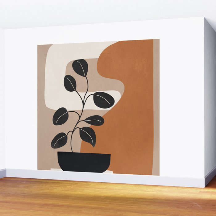 Modern Abstract Minimal Shapes Branches Art 7 Wall Mural Gallery Image 2