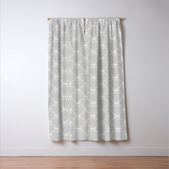 Bows & Ribbons Pattern LX Light Grey Window Curtain Gallery Image 3