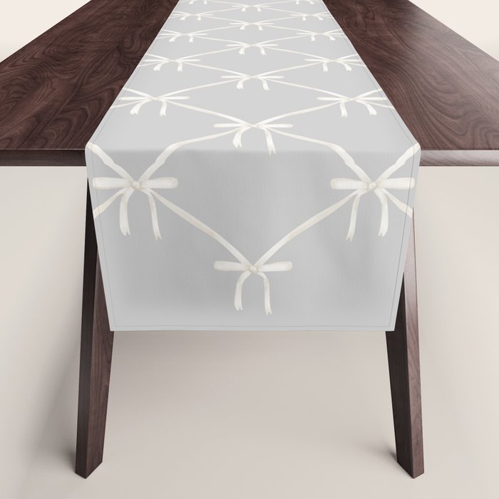 Bows & Ribbons Pattern LX Light Grey Table Runner Gallery Image 1