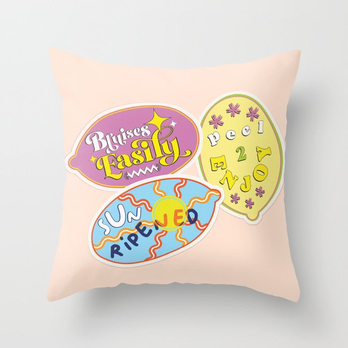fruit stickers  Throw Pillow Gallery Image 6
