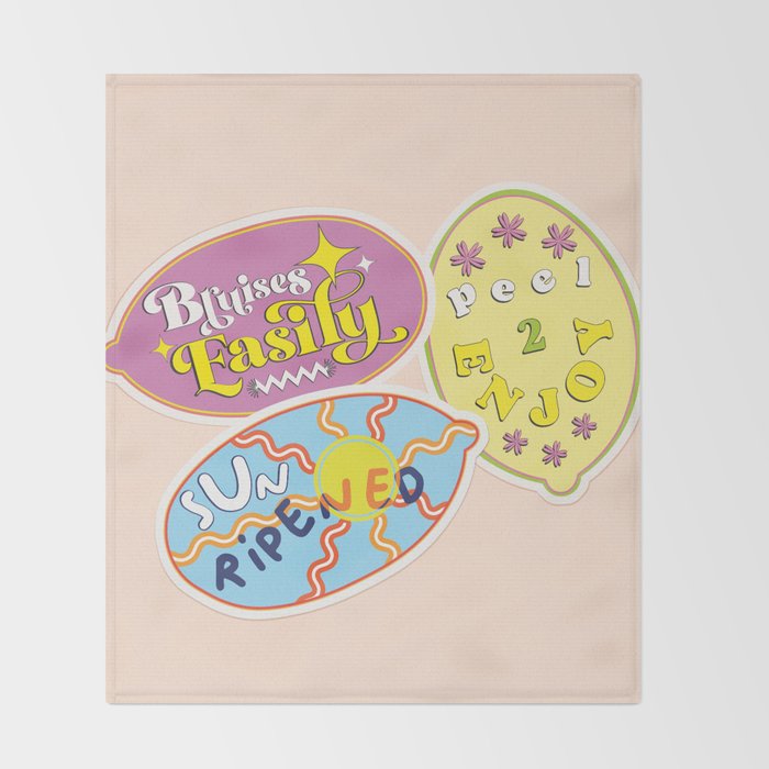 fruit stickers  Throw Blanket Gallery Image 2