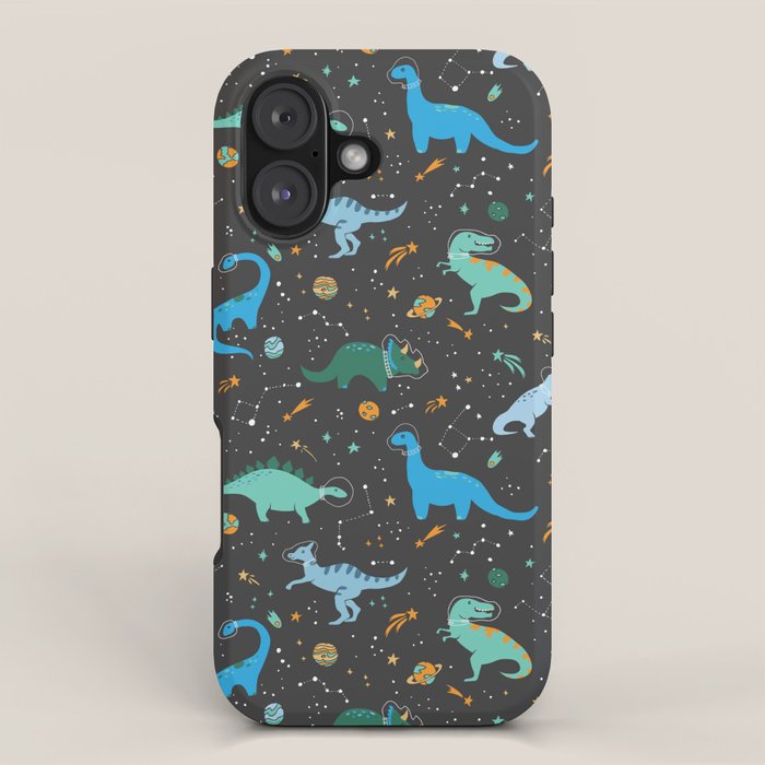 Dinosaurs in Space in Blue iPhone Case Gallery Image 1