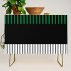 Colour Pop Stripes in Green - White and Black Credenza Gallery Image 1