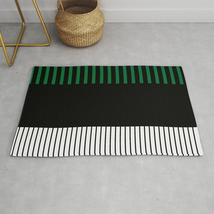 Colour Pop Stripes in Green - White and Black Rug