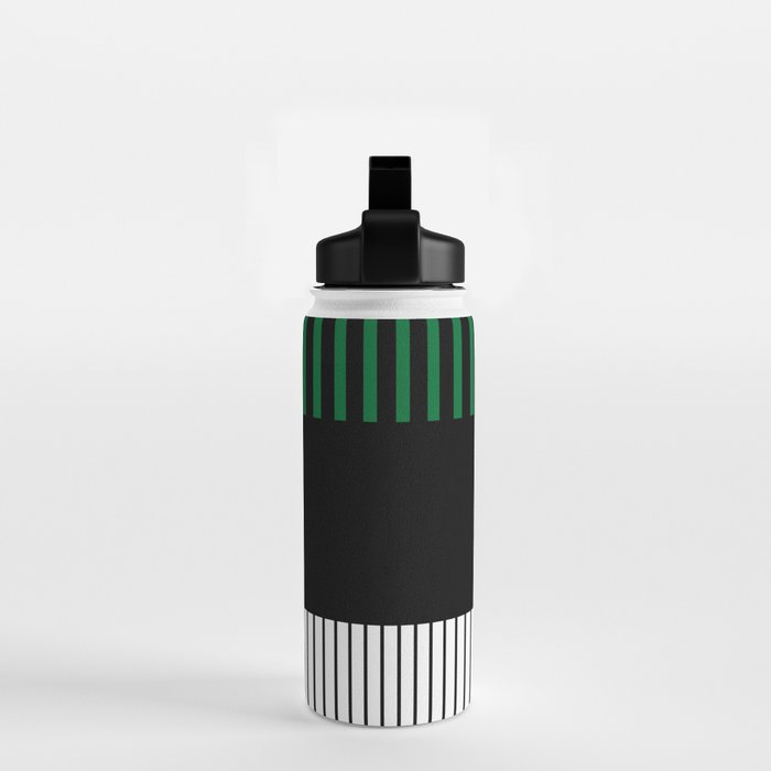 Colour Pop Stripes in Green - White and Black Water Bottle Gallery Image 2