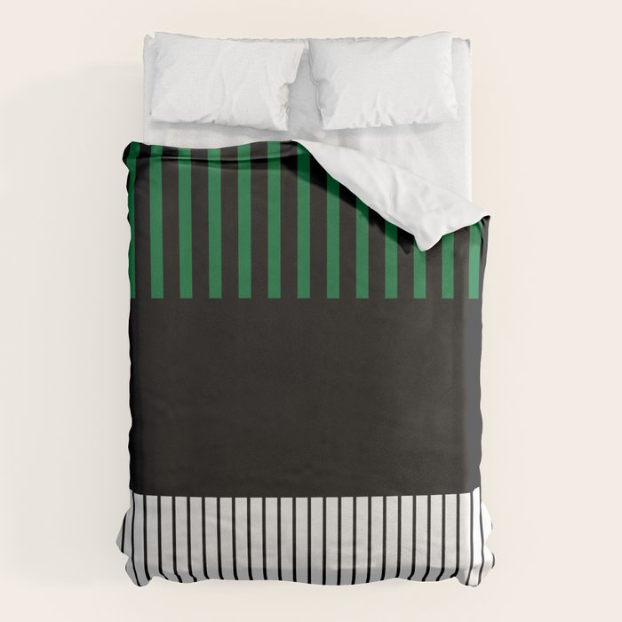 Colour Pop Stripes in Green - White and Black Duvet Cover