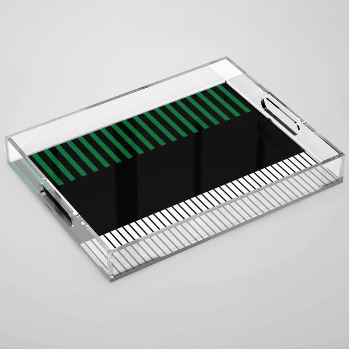 Colour Pop Stripes in Green - White and Black Acrylic Tray Gallery Image 1