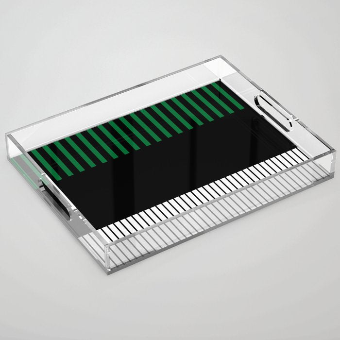 Colour Pop Stripes in Green - White and Black Acrylic Tray Gallery Image 1