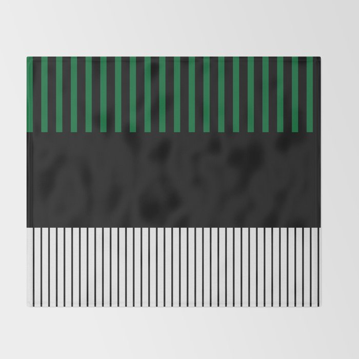Colour Pop Stripes in Green - White and Black Throw Blanket Gallery Image 2