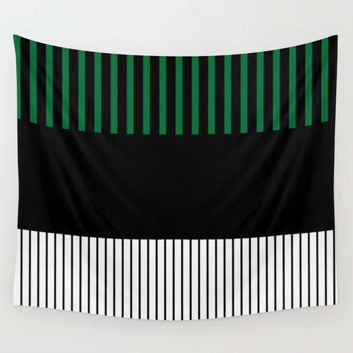Colour Pop Stripes in Green - White and Black Wall Tapestry Gallery Image 4