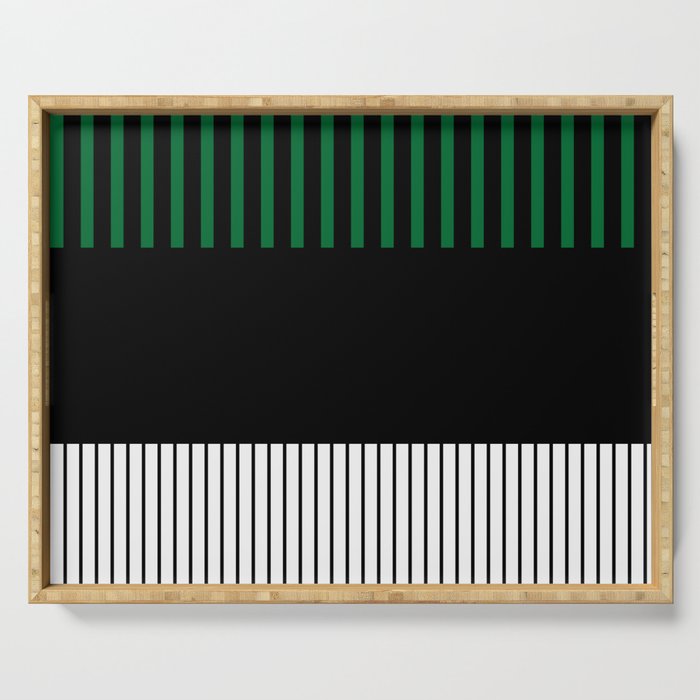 Colour Pop Stripes in Green - White and Black Serving Tray Gallery Image 1