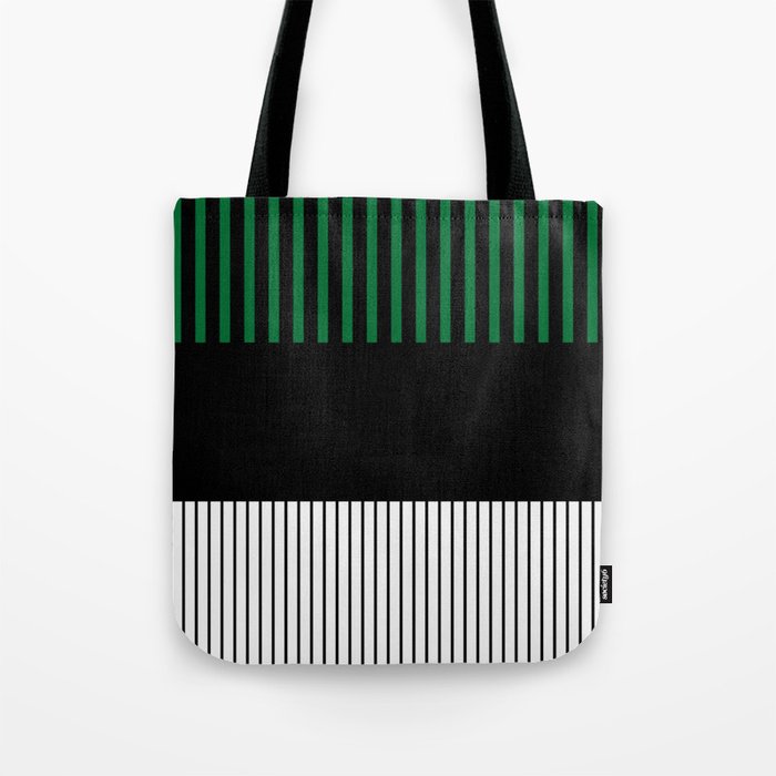 Colour Pop Stripes in Green - White and Black Tote Bag Gallery Image 1