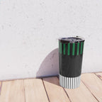 Colour Pop Stripes in Green - White and Black Travel Mug Gallery Image 4