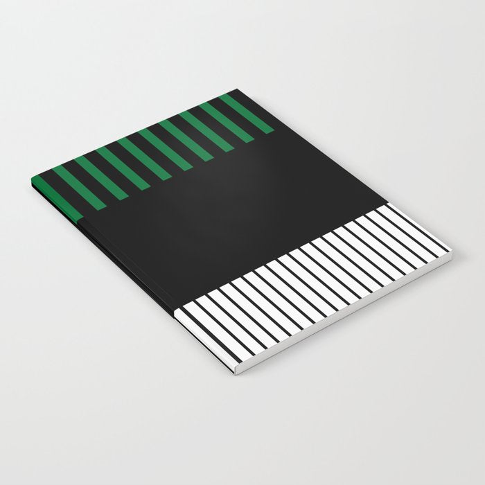 Colour Pop Stripes in Green - White and Black Notebook Gallery Image 1