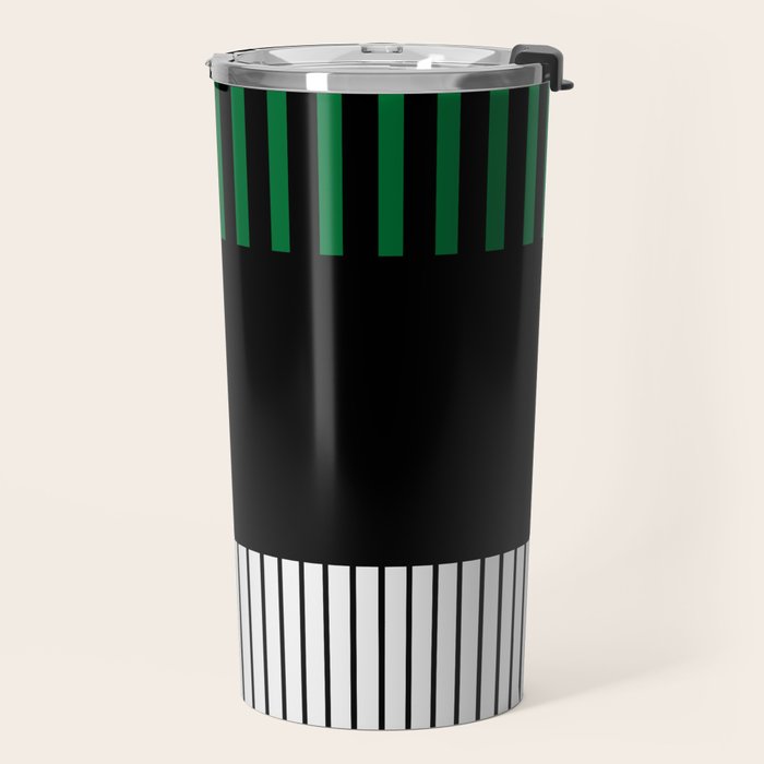 Colour Pop Stripes in Green - White and Black Travel Mug Gallery Image 2