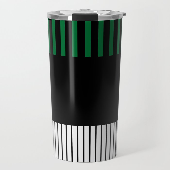 Colour Pop Stripes in Green - White and Black Travel Mug Gallery Image 1