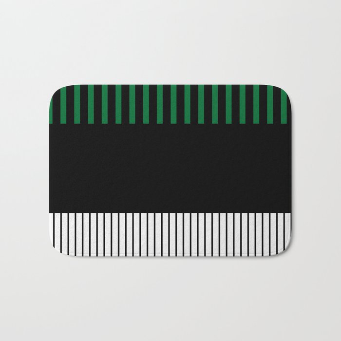 Colour Pop Stripes in Green - White and Black Bath Mat Gallery Image 1