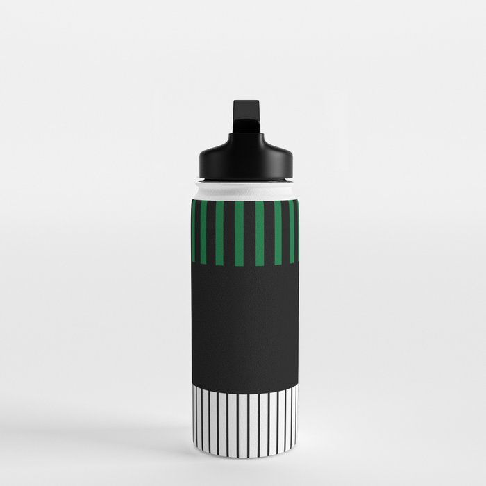 Colour Pop Stripes in Green - White and Black Water Bottle Gallery Image 3