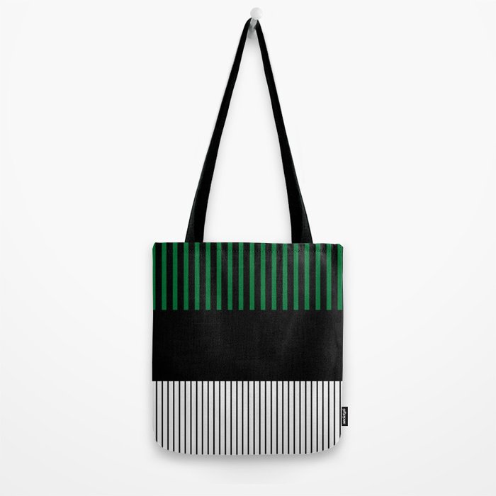 Colour Pop Stripes in Green - White and Black Tote Bag Gallery Image 2