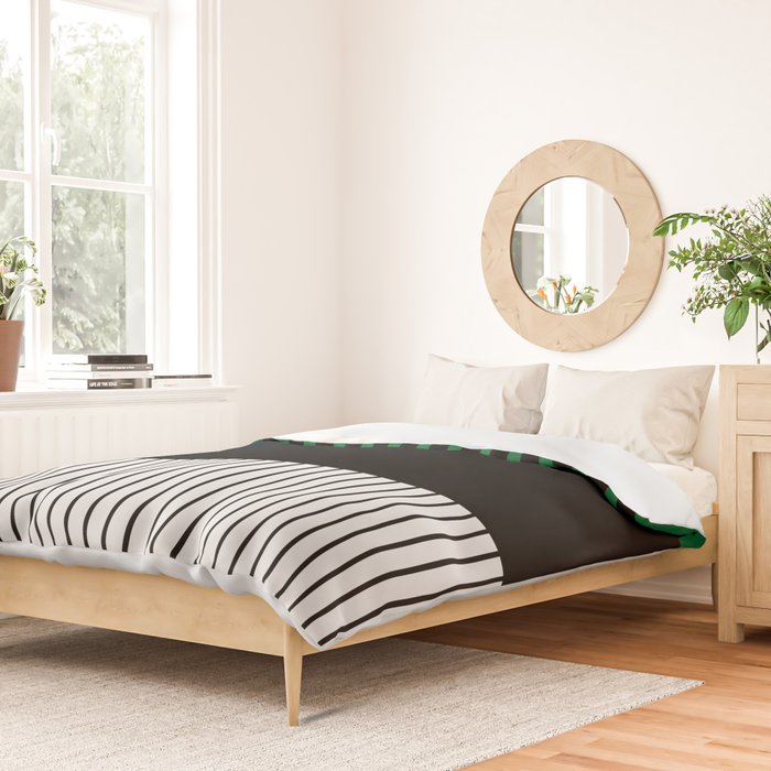 Colour Pop Stripes in Green - White and Black Duvet Cover Gallery Image 2