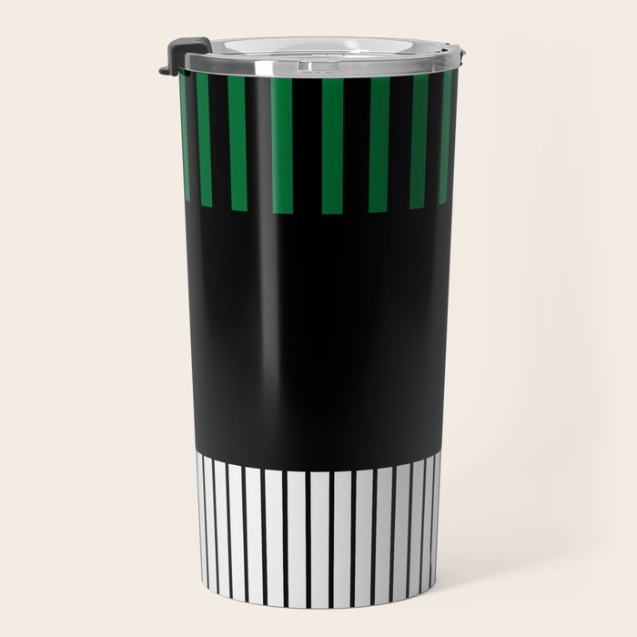Colour Pop Stripes in Green - White and Black Travel Mug Gallery Image 3
