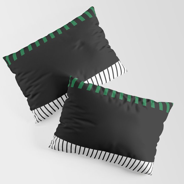 Colour Pop Stripes in Green - White and Black Pillow Sham Gallery Image 1