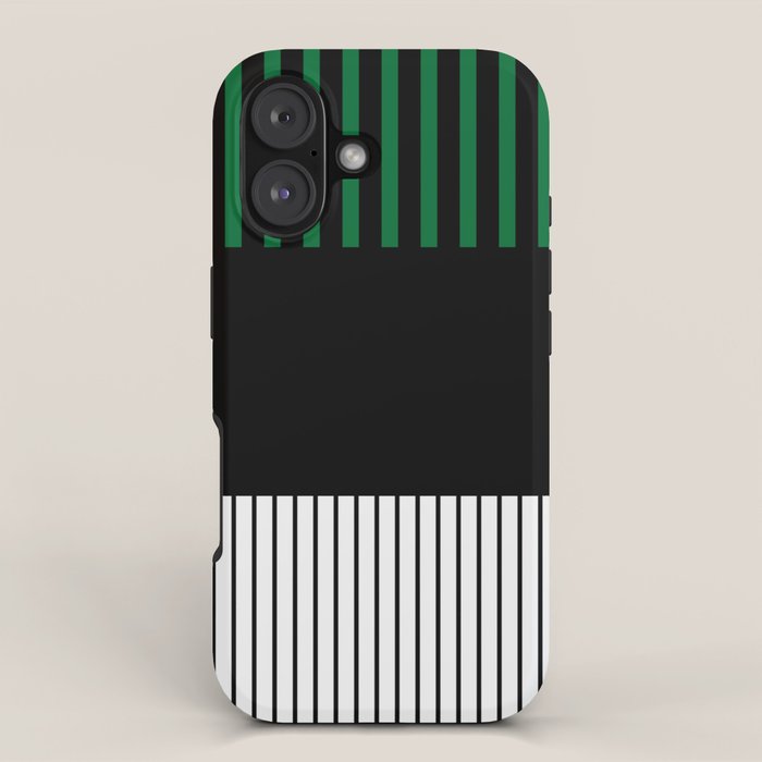 Colour Pop Stripes in Green - White and Black iPhone Case Gallery Image 1