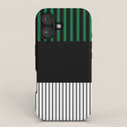 Colour Pop Stripes in Green - White and Black iPhone Case Gallery Image 1