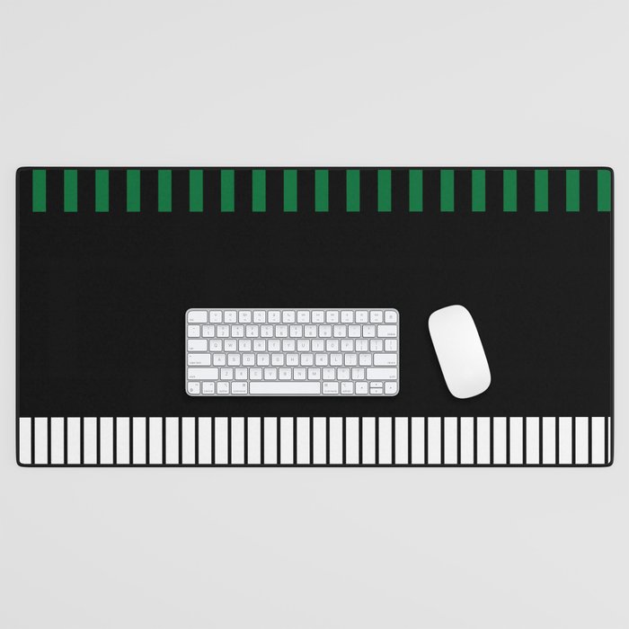 Colour Pop Stripes in Green - White and Black Desk Mat Gallery Image 1