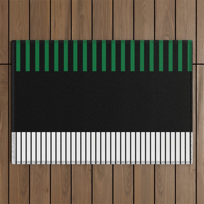 Colour Pop Stripes in Green - White and Black Outdoor Rug Gallery Image 1