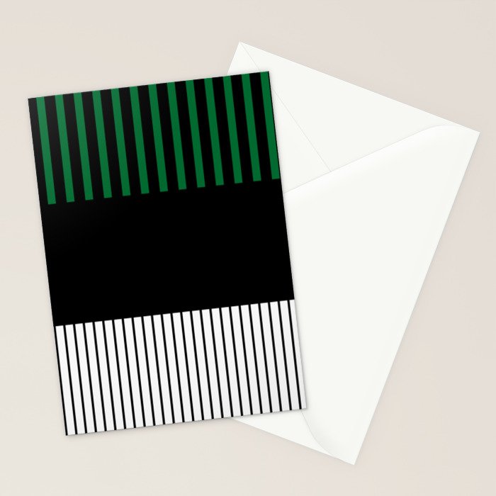 Colour Pop Stripes in Green - White and Black Stationery Card Gallery Image 2