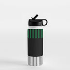 Colour Pop Stripes in Green - White and Black Water Bottle Gallery Image 1