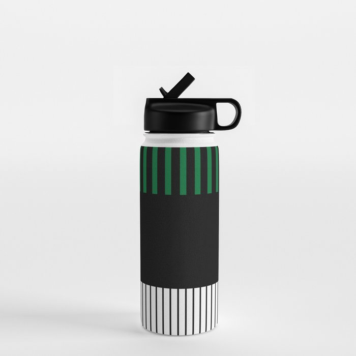 Colour Pop Stripes in Green - White and Black Water Bottle Gallery Image 1