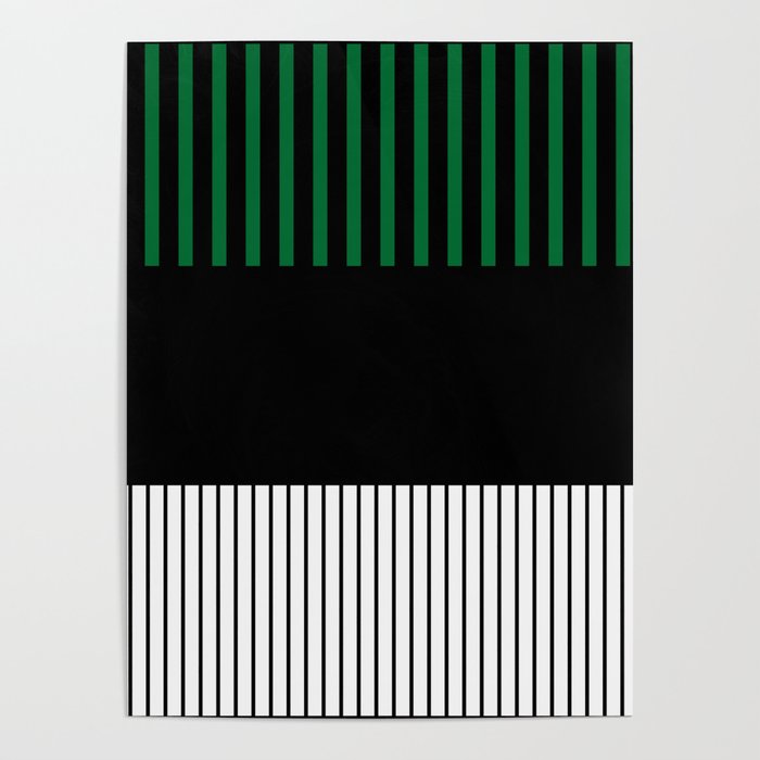 Colour Pop Stripes in Green - White and Black Poster Gallery Image 1