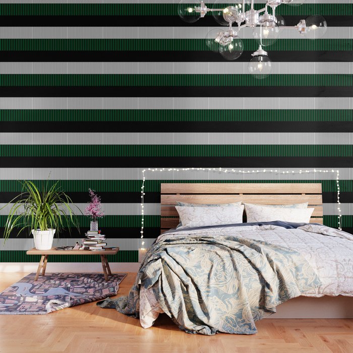 Colour Pop Stripes in Green - White and Black Wallpaper Gallery Image 3