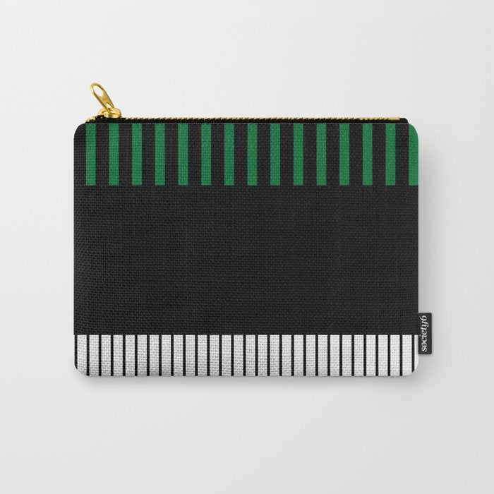 Colour Pop Stripes in Green - White and Black Carry All Pouch