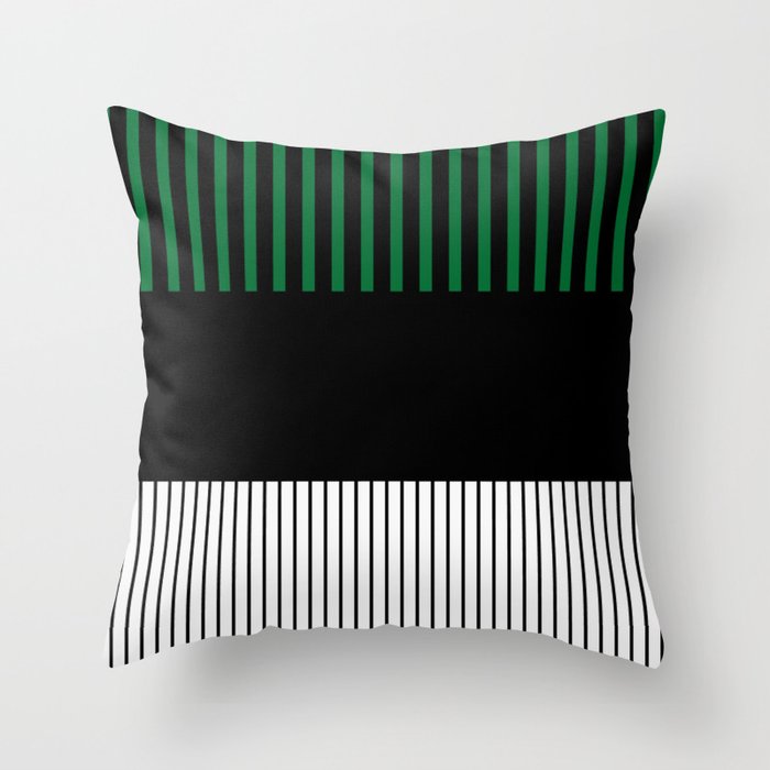 Colour Pop Stripes in Green - White and Black Throw Pillow Gallery Image 6