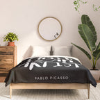 Every Child is an Artist Pablo Picasso black and white typography quote home room wall decor Comforter Gallery Image 3
