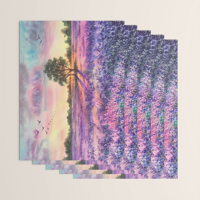 Provence Lavender Field at Sunset Wrapping Paper Gallery Image 3