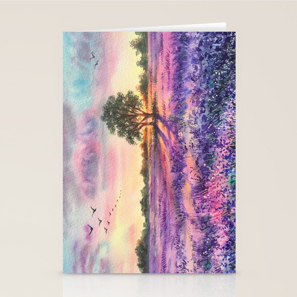 Provence Lavender Field at Sunset Stationery Card Gallery Image 1