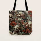 Skull and Floral Pattern Tote Bag Gallery Image 1