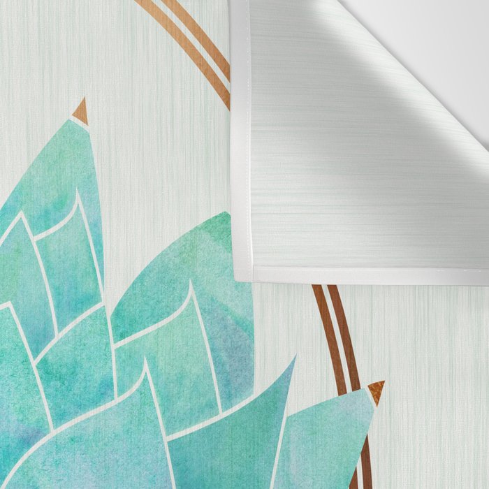 Modern Succulent with Metallic Gold Watercolor Wall Tapestry Gallery Image 3