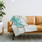 Modern Succulent with Metallic Gold Watercolor Throw Blanket Gallery Image 1