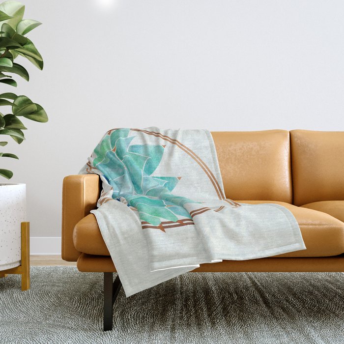 Modern Succulent with Metallic Gold Watercolor Throw Blanket Gallery Image 1