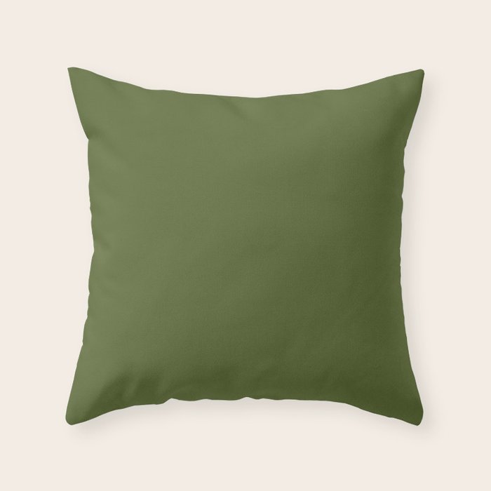 Olive Green Solid Color Throw Pillow Gallery Image 6