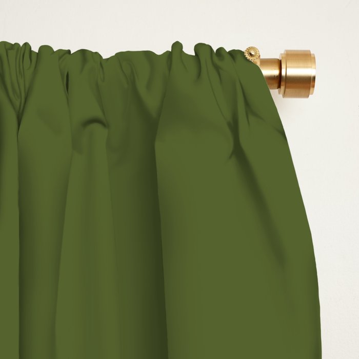 Olive Green Solid Color Window Curtain Gallery Image 2