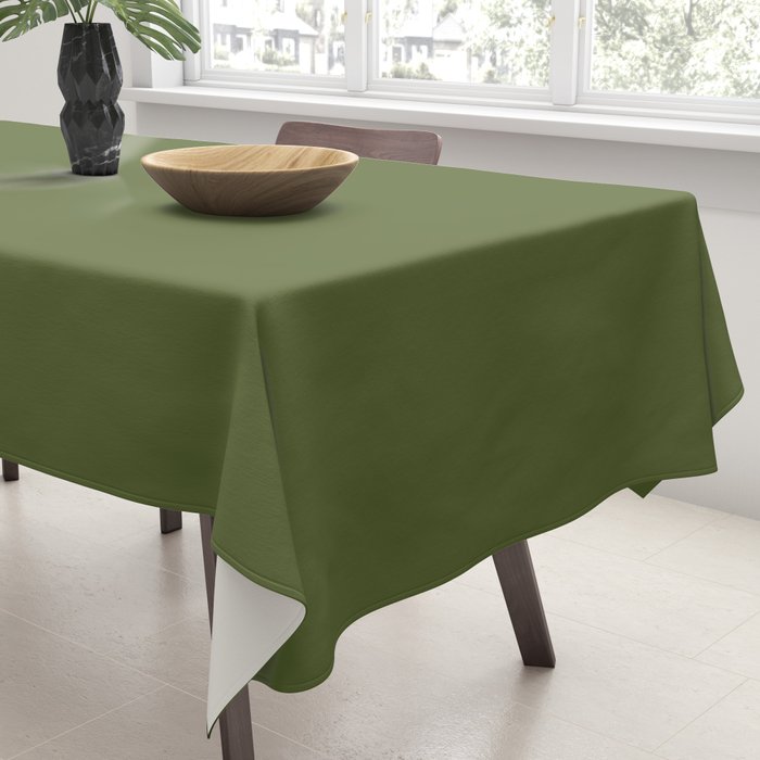 Olive Green Solid Color Tablecloth Gallery Image 3