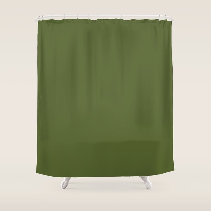 Olive Green Solid Color Shower Curtain Gallery Image 1