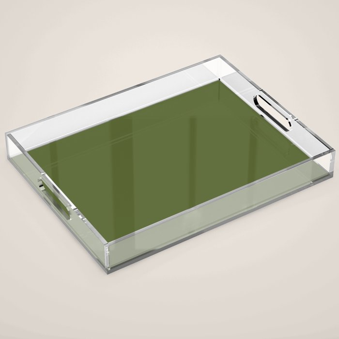 Olive Green Solid Color Acrylic Tray Gallery Image 1