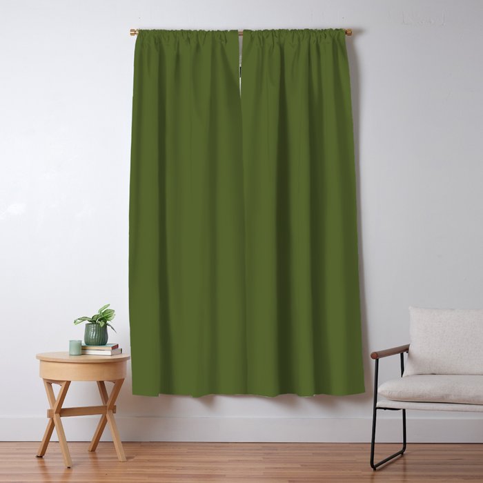 Olive Green Solid Color Window Curtain Gallery Image 1
